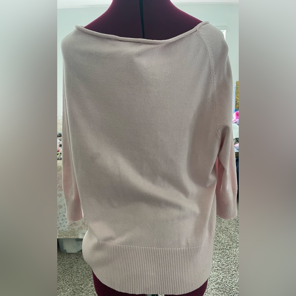Pink Lane Bryant Sweater with flower on right shoulder - Picture 3 of 3